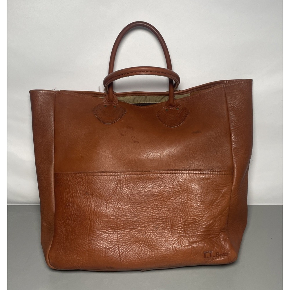Vintage LL Bean Boat Brown Leather Tote Bag